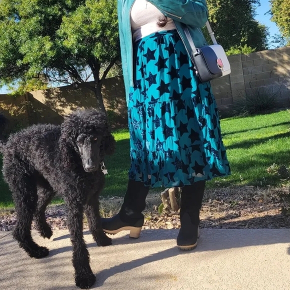 Women's Black Suede & Leather Clog Boots - Mid Calf - Picture 10 of 10